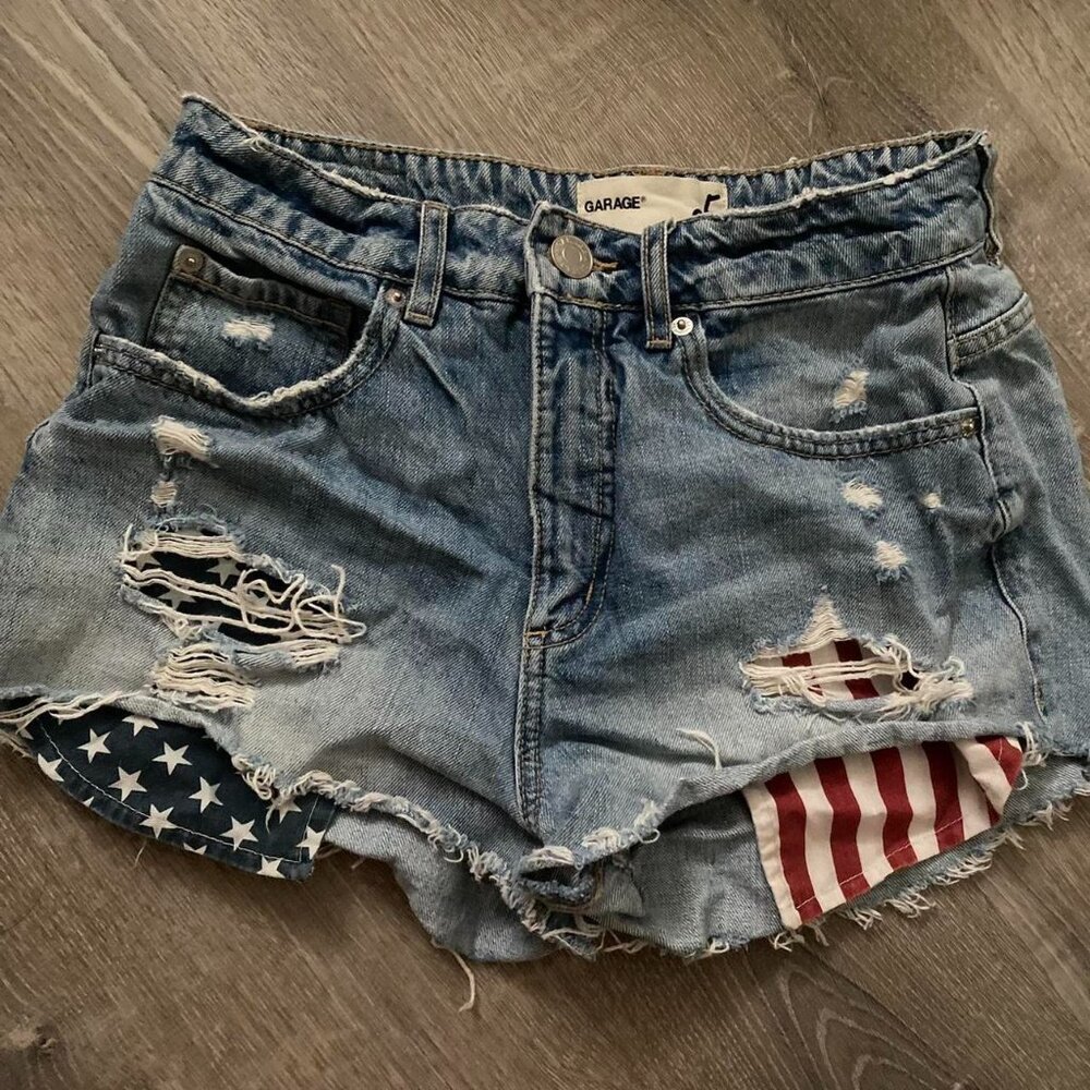 Garage American Flag Jean Shorts
